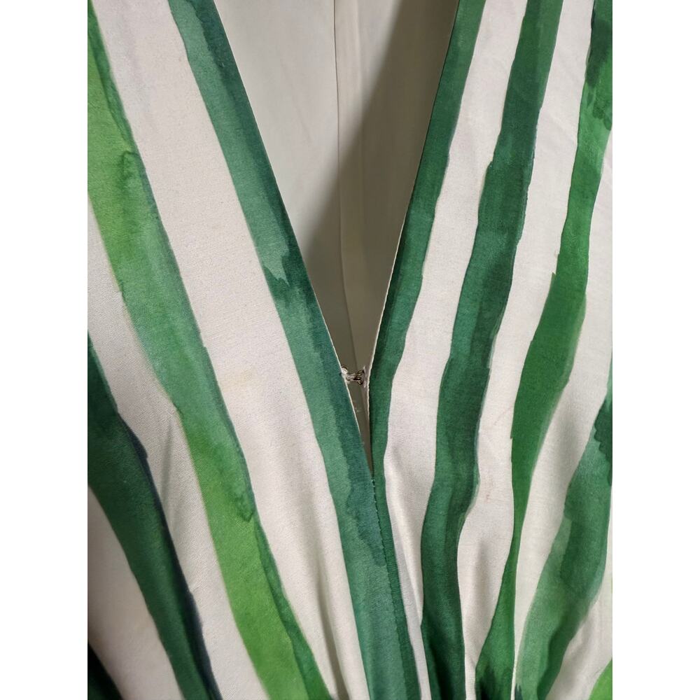 Marie Oliver Venus Caftan Silk Blend Dress Green Striped Bamboo Cabana Sz. L - Picture 8 of 8